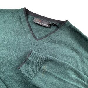 Greg Norman Wool Blend Sweater Mens XL V Neck Golf Green Pullover‎ Jumper